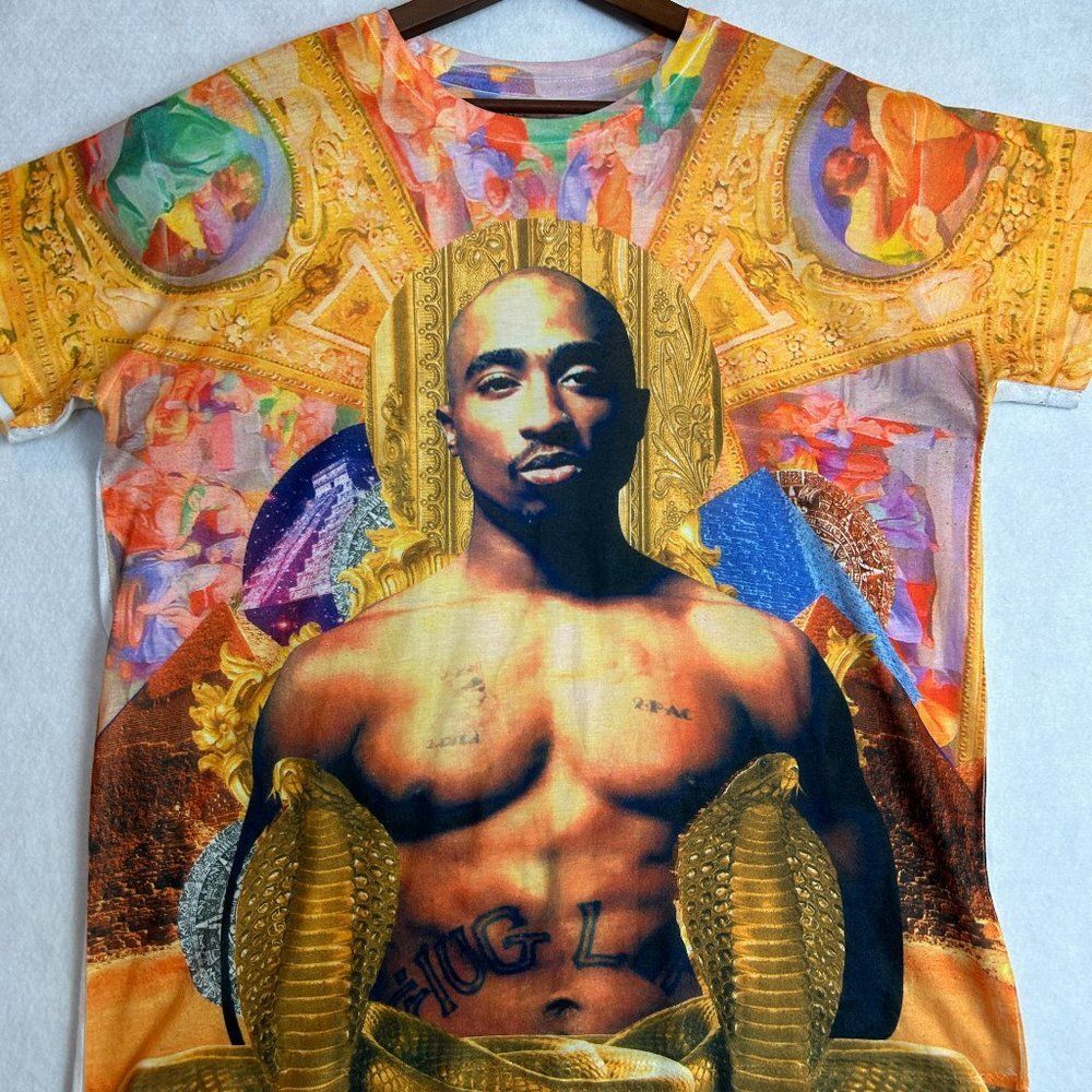 Tupac Shakur Men's 2Pac Cobra Print Sublimation Licensed T-Shirt Size XL